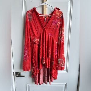 Free People Tunic | Red abstract Euc | womens size M